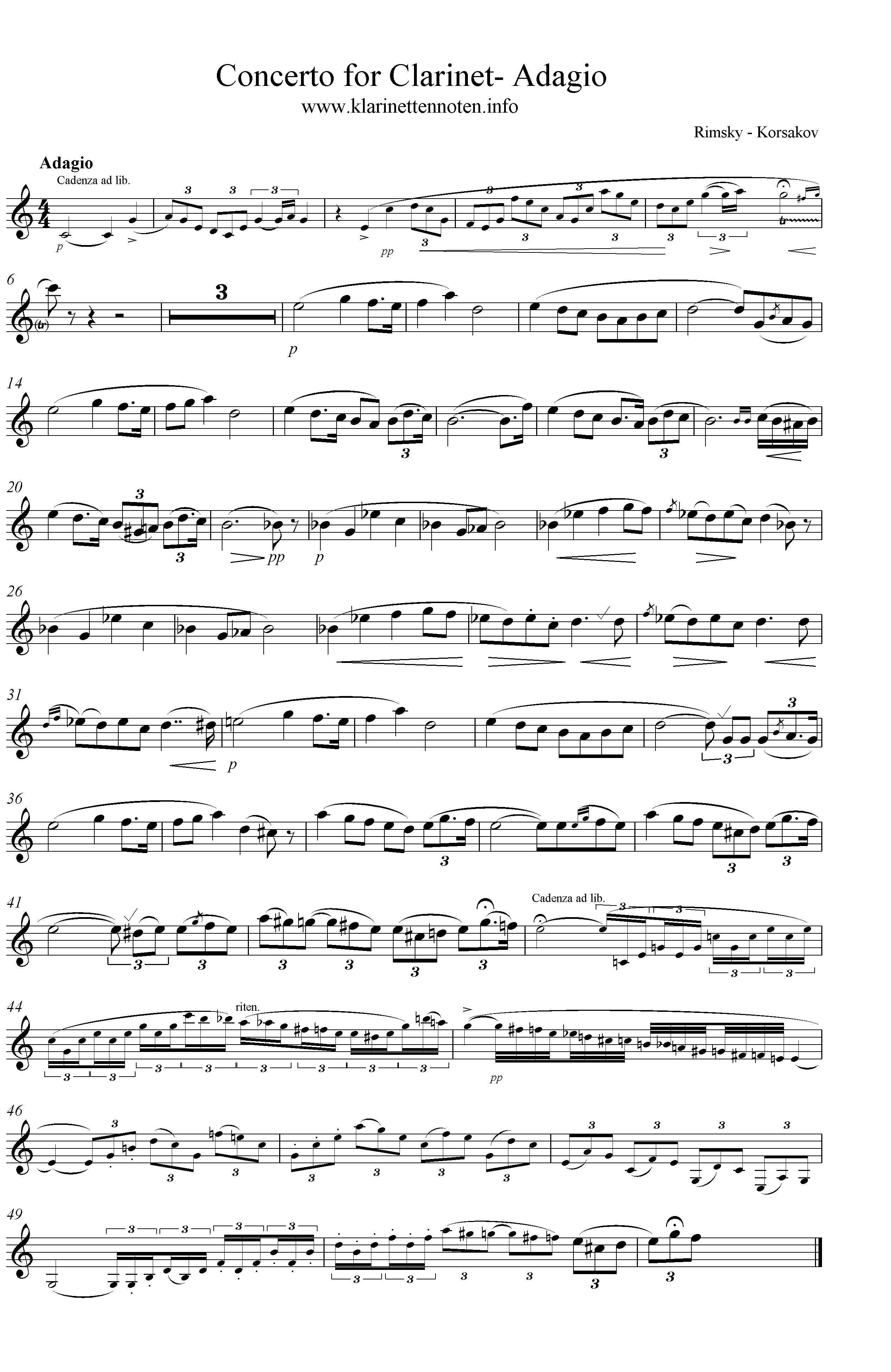 Adagio , Korsakov,Clarinet Concerto